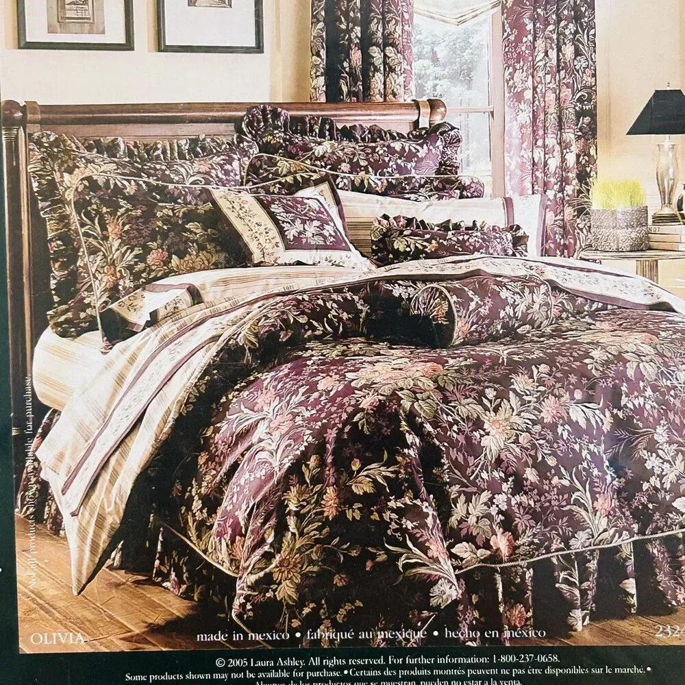 Vtg Laura Ashley Roses Pink Brown Stripe Fitted Top Sheet Set Queen Olivia Aub